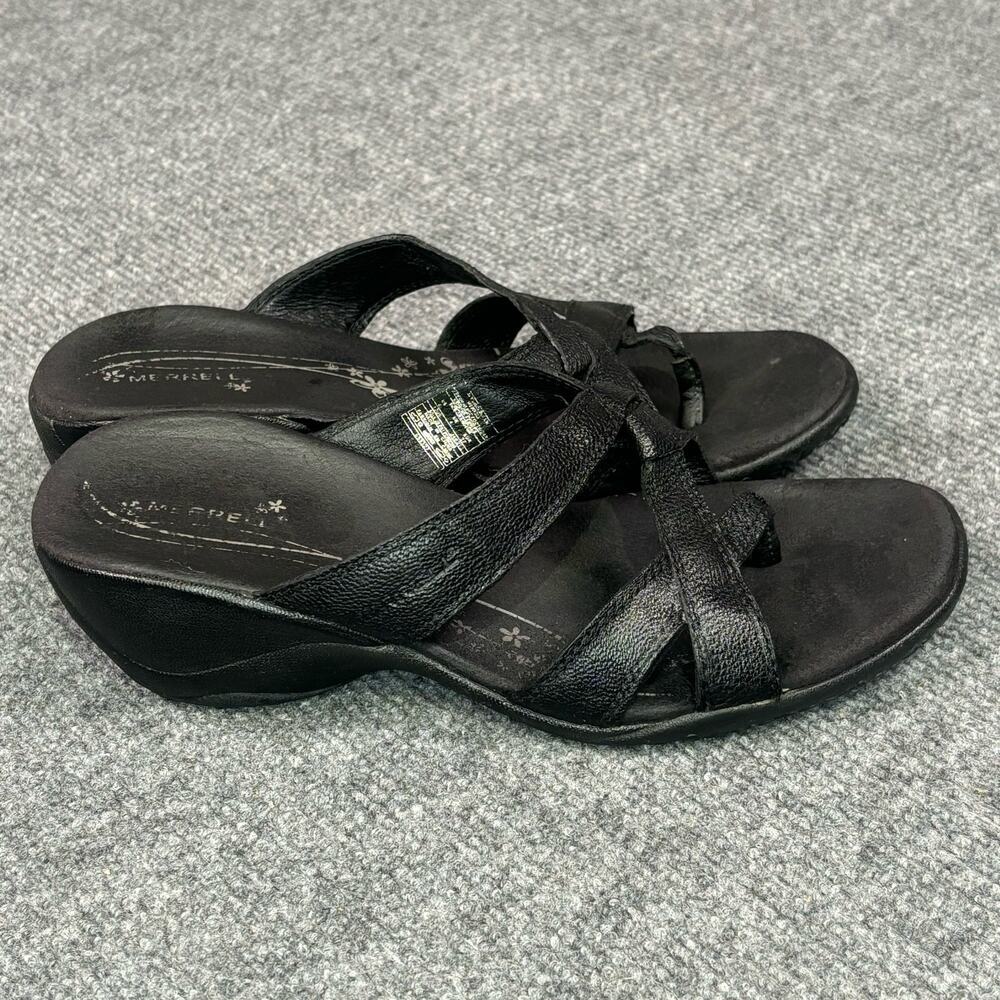 Merrell Sandals Women’s 6 Sundial Cross Slip On Strappy Gorpcore Wedge Black - Picture 3 of 8